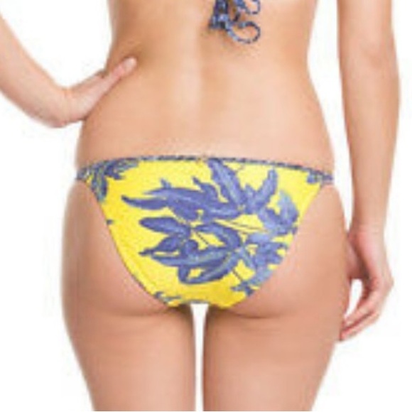 ViX Paula Hermanny St. Barths Bikini Bottom Cheeky Fit Blue Yellow Floral Gold - Picture 4 of 6